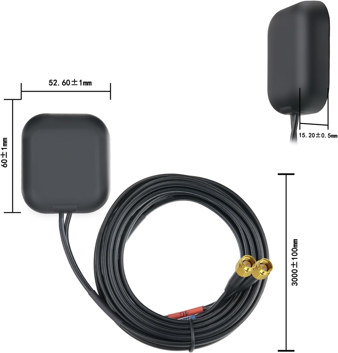 Bingfu Dual-Band GPS/BeiDou + 4G High-Gain Antenna with SMA Male Connector IP65 Waterproof for IoT/Telematics, Automotive, Outdoor Navigation