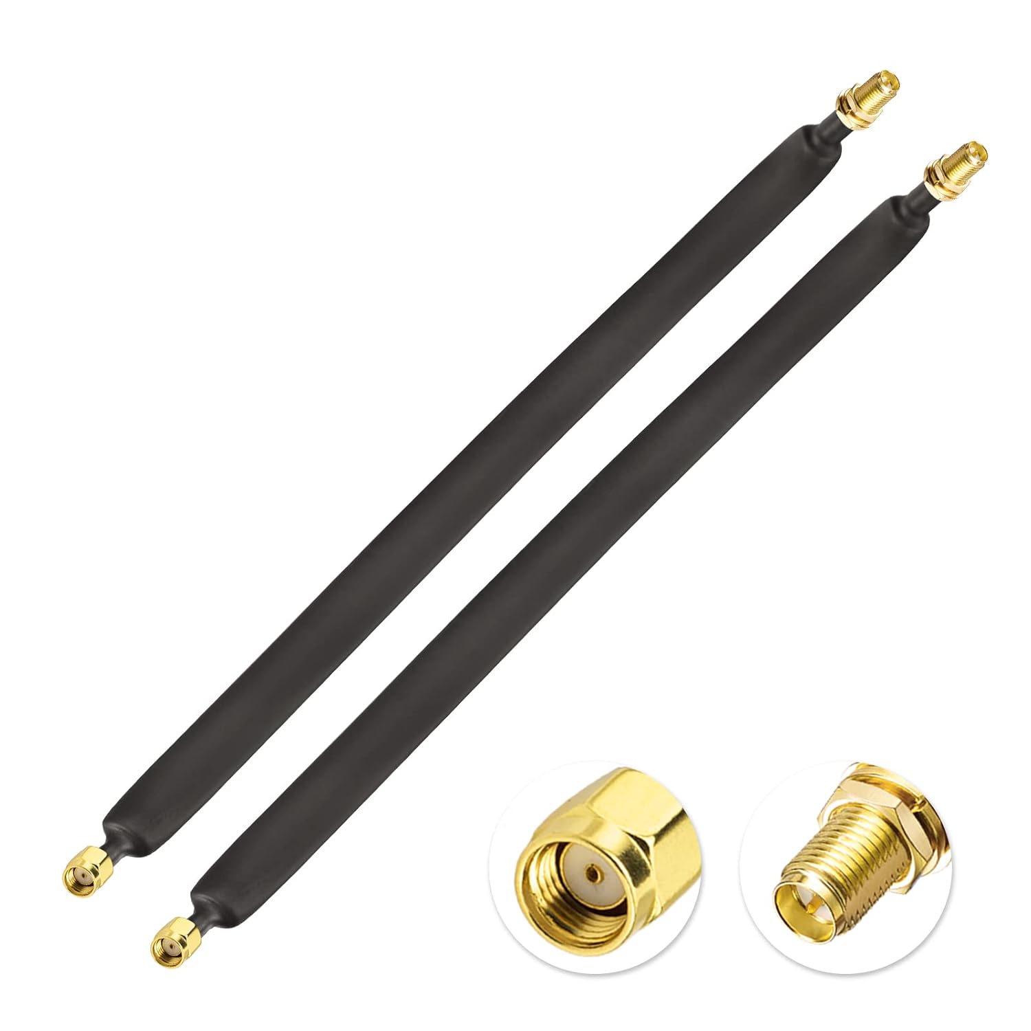 Bingfu RP-SMA Window Coaxial Cable 30 cm RP-SMA Male to RP-SMA Female LoRa Flat Cable for WLAN Antenna Helium Miner Antenna, Pack of 2