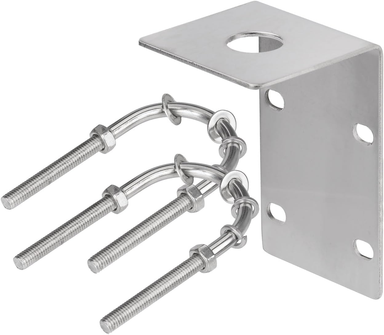 Bingfu Stainless Steel Antenna Mount with U Bolt for Ham UHF VHF CB Cellular 4G Truck Antennas - Strong Durable Antennae Bracket