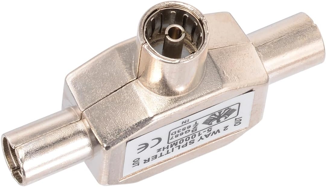 Bingfu 2-Way PAL TV IEC DVB-T Antenna Coaxial Splitter 1 Female to 2 Male RF Indoor Adapter Connector 1 GHz 5-1000 MHz for Foxtel Optus CATV SAT DTV Connections