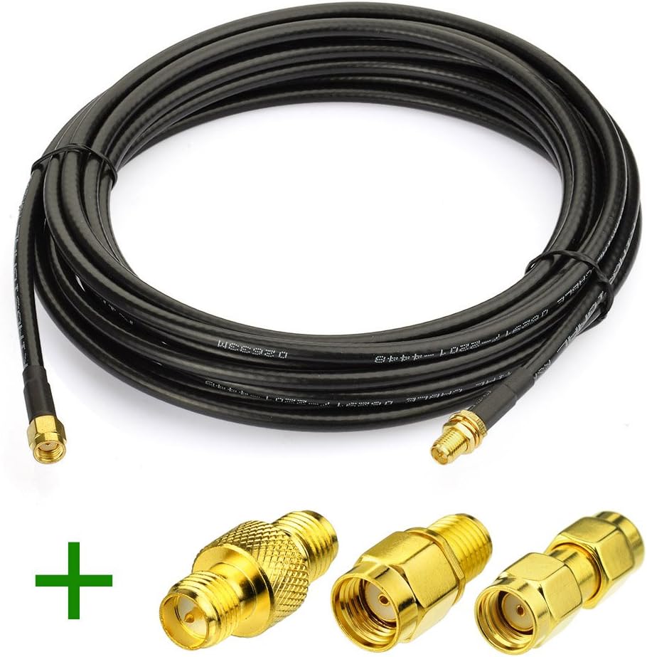 BINGFU WLAN Antenna Extension Cable RP-SMA Male to RP-SMA Female 5 m KSR195 Antenna Cable 4 Kit Compatible with Homematic Ham Radio CCU2 CC1101 Huawei Router
