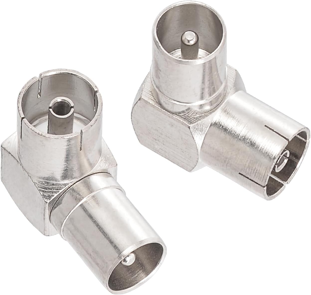 Bingfu Right Angle PAL Male to PAL Female RF Coax Connector Plug for TV Antenna Cables, Satellite Coaxial Cables