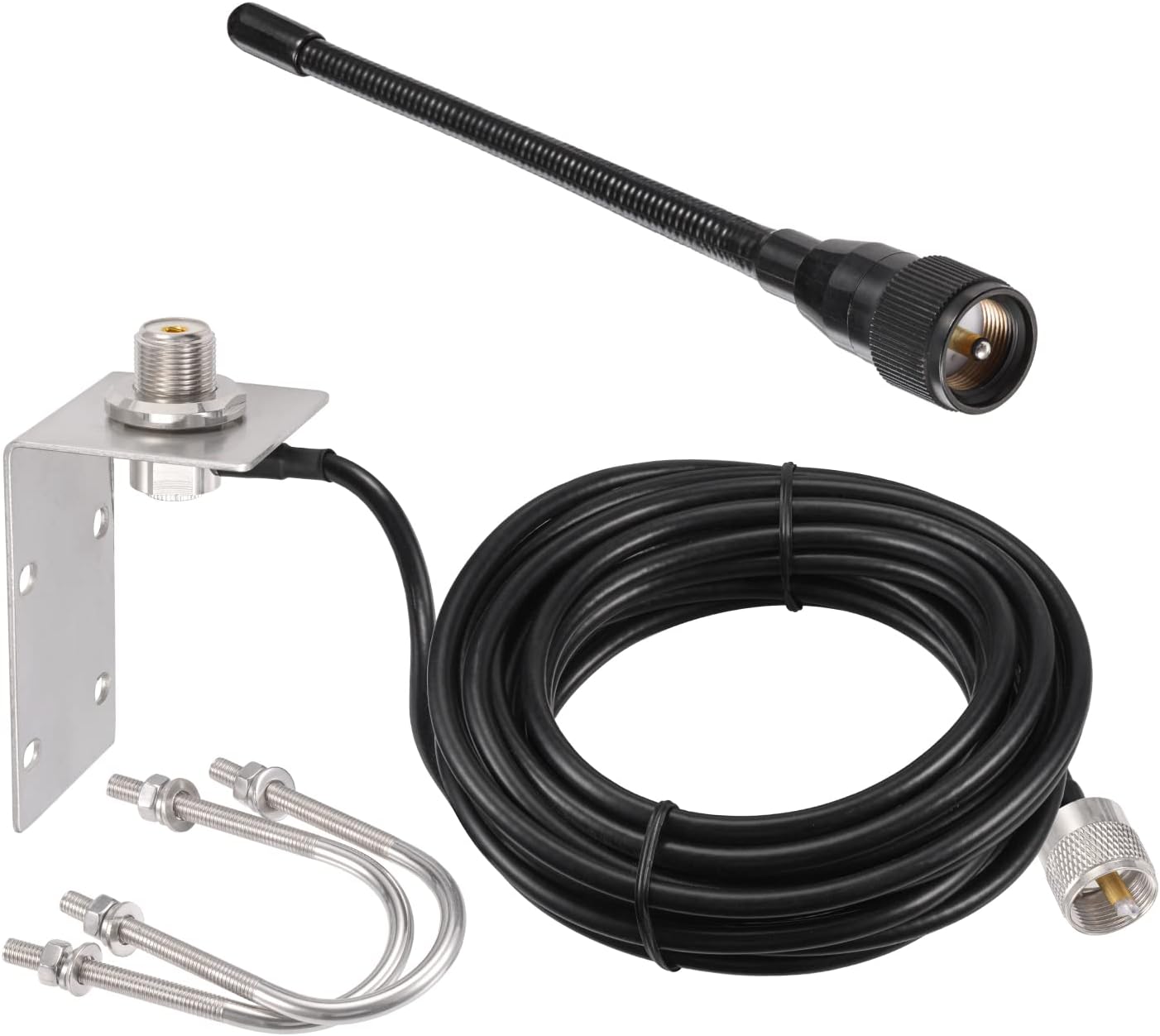 Bingfu Marine VHF Radio External Antenna 156-163MHz PL259 Male L Mount Bracket Antennas with 16.5 feet 5m RG58 Coaxial Cable for Car Truck Boat ATV Amateur Mobile Ham Radio