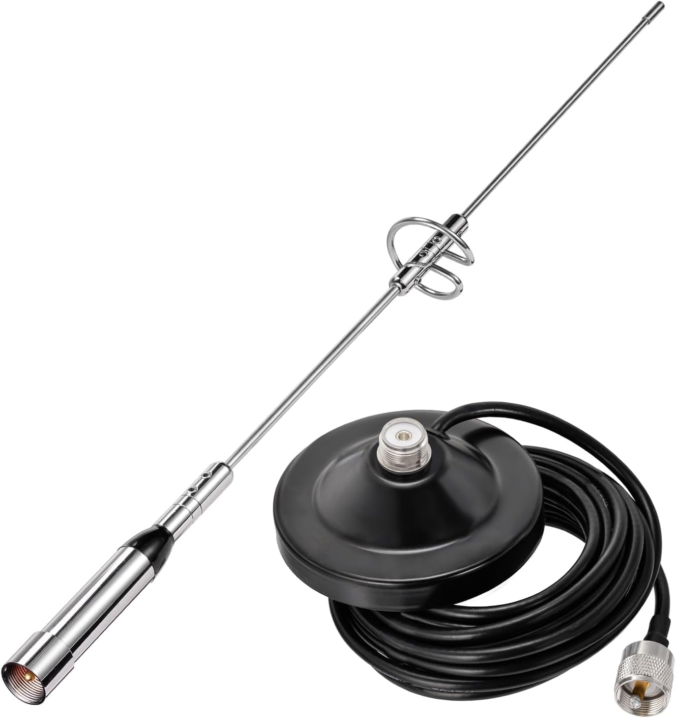 Bingfu Auto Mobile Amateurfunk Antenne Hoher Verstärkung Dual Band VHF UHF 136-174MHz 400-460MHz Amateurfunk Anti-Rost Antennen mit Magnetfuß 5m Kabel für Auto LKW Zwei-Wege-Funk Marine VHF Radio