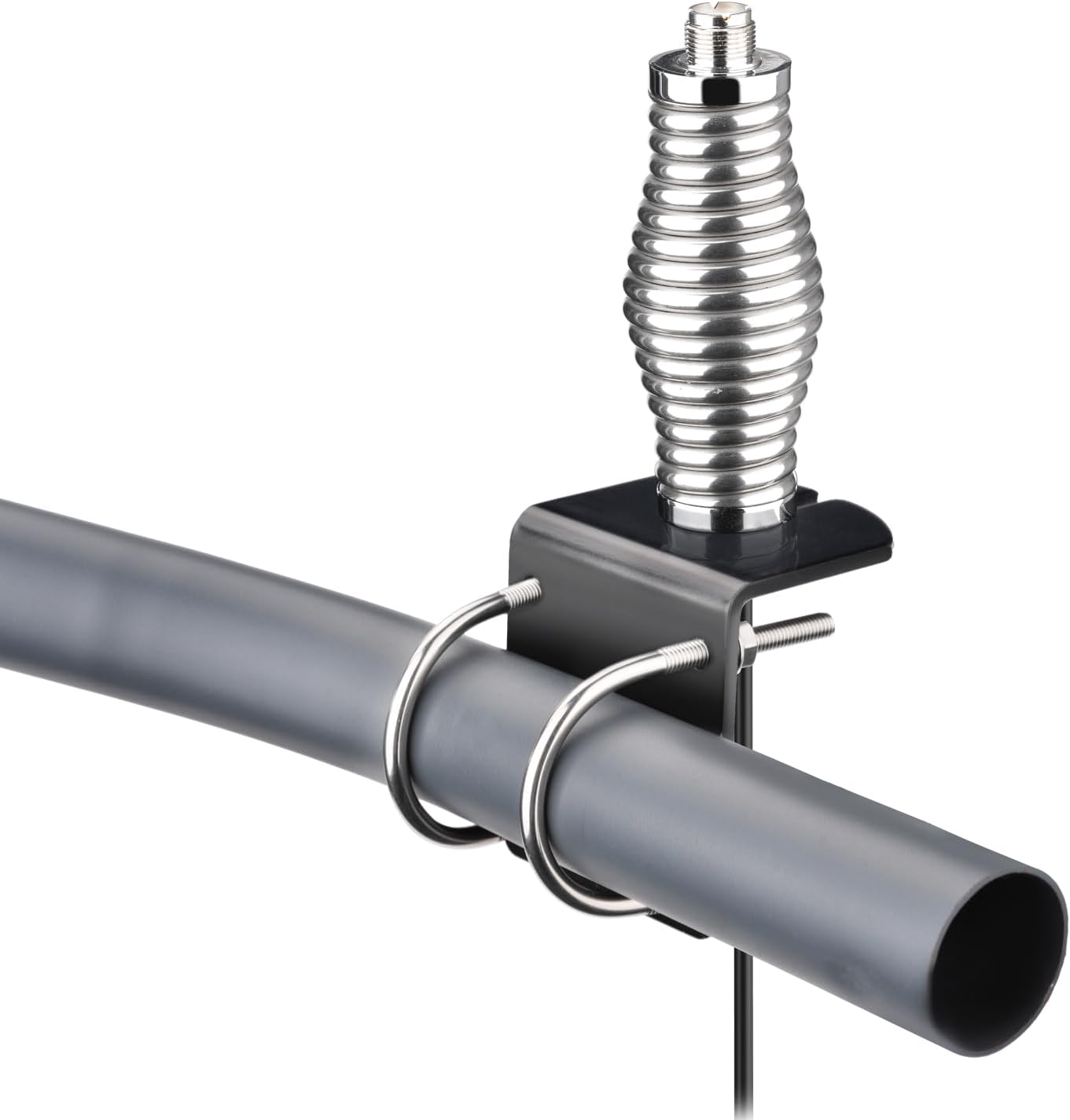 Bingfu Heavy-Duty Antenna Spring Mount with L-Bracket U-Bolt Pole Mounting CB Ham Radio Antennae SO239 to PL259 Spring Mount Base Compatible with Trucks Car RZR UTV Can Am ATV Truck Off Road