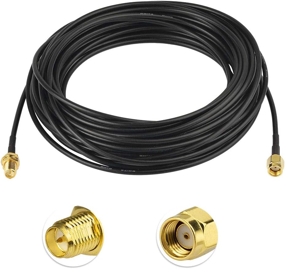 WLAN-Antennen Verlängerungskabel RP-SMA-Stecker auf RP-SMA-Buchse RG174-Koaxialkabel für WLAN-Router, Sicherheitskamera, kabelloser Mini-PCI-Express-PCIE-Netzwerkkartenadapter, 10m