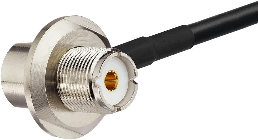 Bingfu 20ft RG58 Cable - UHF PL259 Male to SO239 Female Right Angle Bulkhead Mount for CB, Ham, Two-Way Radio Ideal for Vehicle, Car, SUV, Truck