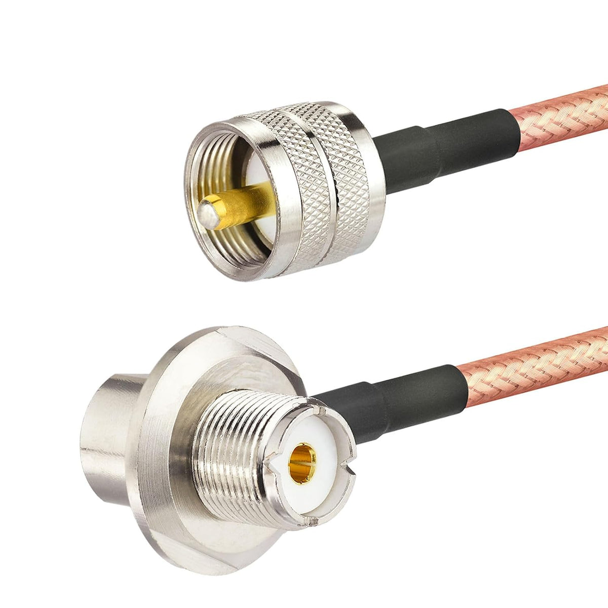BINGFU PL259 to SO239 Cable 5m UHF Male to UHF Female Angled