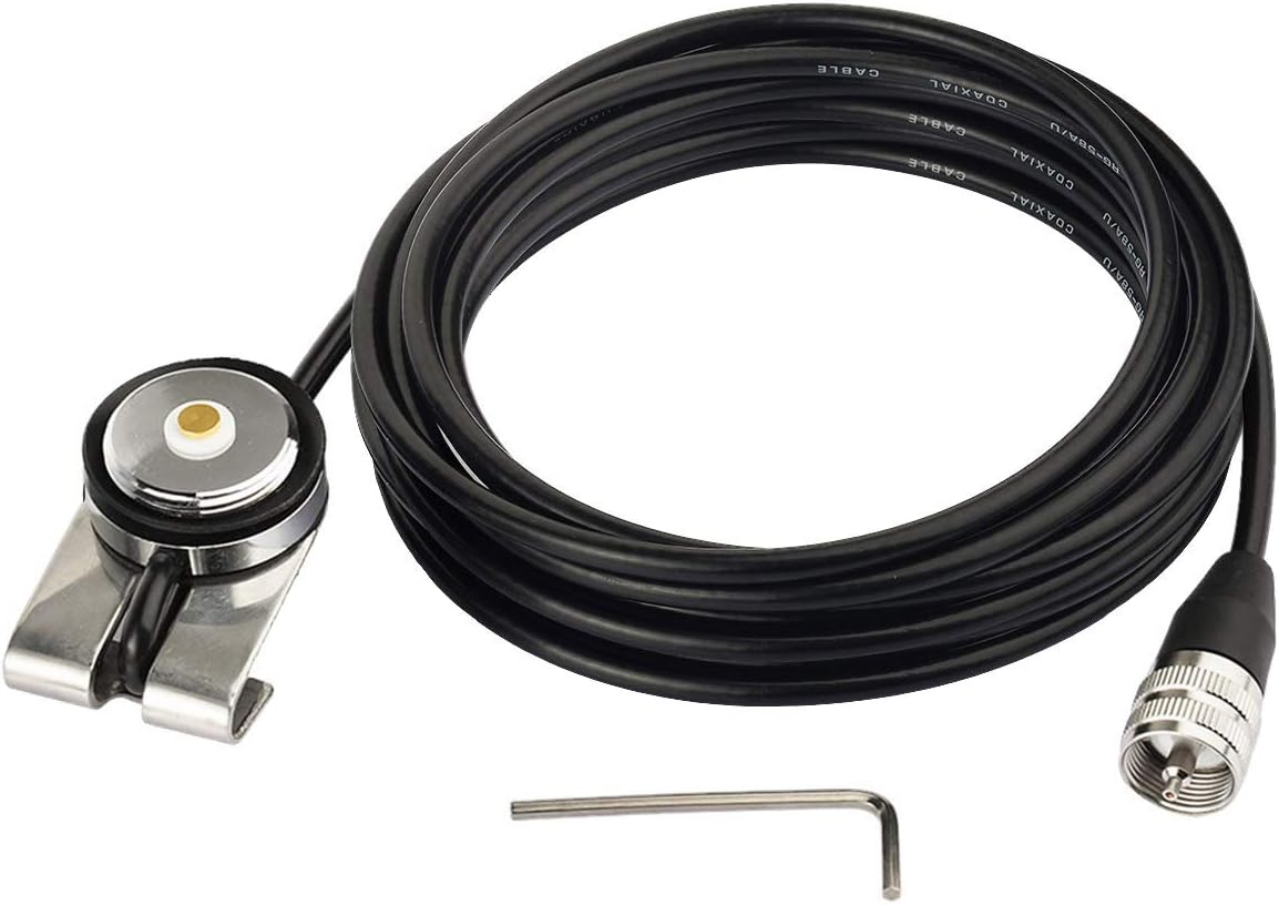 Bingfu Vehicle Mobile Radio Antenna NMO Mount Fix Bracket Lip Mount with 5m 16.5 feet RG58 Cable UHF PL259 Male Connector for Car Truck Amateur Ham Radio Antenna