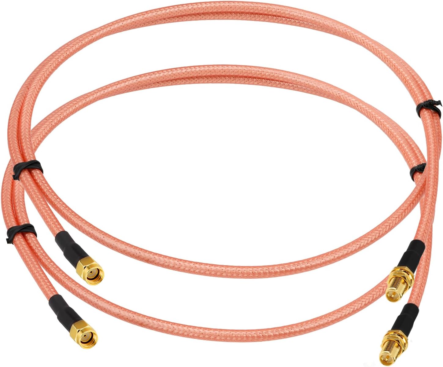 Bingfu 3.28ft RP-SMA Female Bulkhead to RP-SMA Male RG400 Coaxial Cable 2-Pack for WiFi Router Security IP Camera Wireless Mini PCI Express PCIE Network Card Adapter