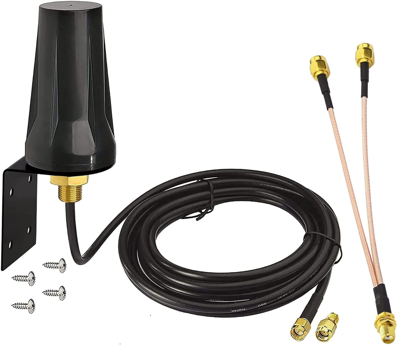 Bingfu Cellular 4g LTE Trail Camera Antenna Wall Mount - with Splitter Cable SMA Female to Dual SMA Male Cable - Compatible with Verizon AT&T T-Mobile Sprint Router Gateway Modem Spypoint Trail Camera