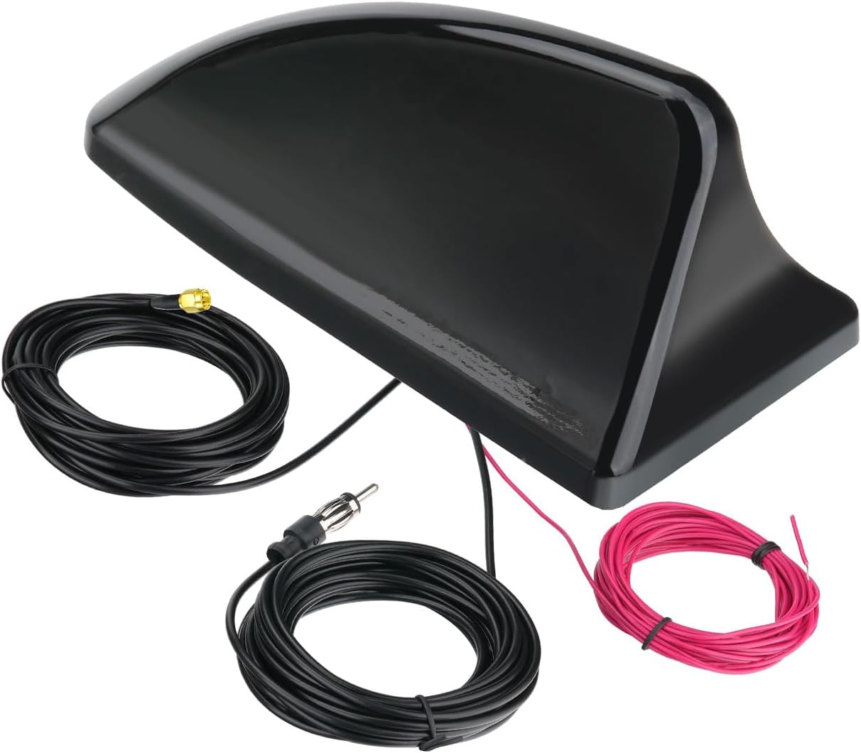 Bingfu Shark Fin Antenna for Car/Truck/RV - FM/AM Radio + GPS/BeiDou Dual-System, 28dB High Gain LNA, IP65 Waterproof, 9-16V Wide Voltage