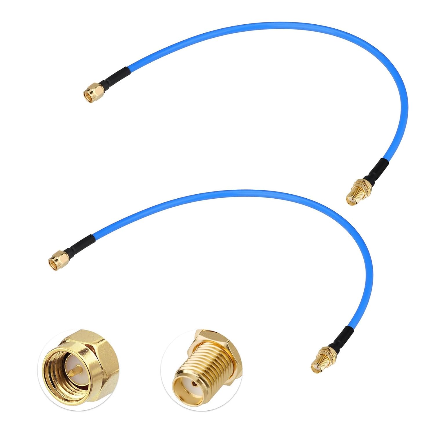BINGFU SMA Male to Female Semi-Flexible Coaxial Jumper RG402 Cable 1 ft 2-Pack for Ham Radio RF Testing Antenna Analyzer VNA SWR Meter