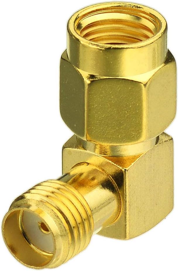 Bingfu RP-SMA Male to SMA Female Right Angle Antenna Connector Adapter (2-Pack) for FPV Drone Controller WiFi Router PCIE Network Card Adapter Security Camera 4G LTE Cellular Trail Camera