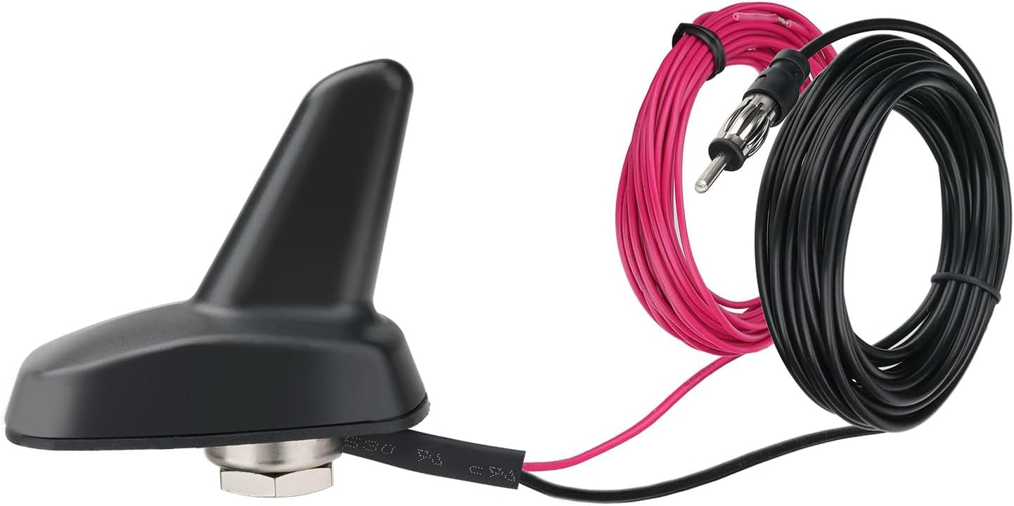 Bingfu Universal Shark Fin Antenna for Car Truck RV - FM/AM Radio Signal Booster with IP65 Waterproof, High Gain (17-23dB) Aerodynamic Roof Aerial for Urban/Rural/Remote Areas
