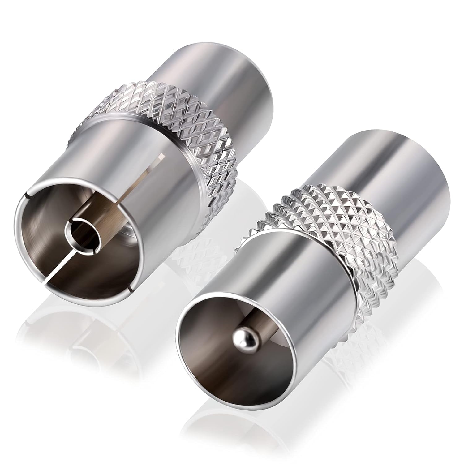 Koaxial Antenne Adapter Koax-Stecker auf Koax-Stecker, Koax-Stecker auf Koax-Kupplung Adapter 2 Stück für Antennenkabel, Satellitenkabel, Koaxialkabel
