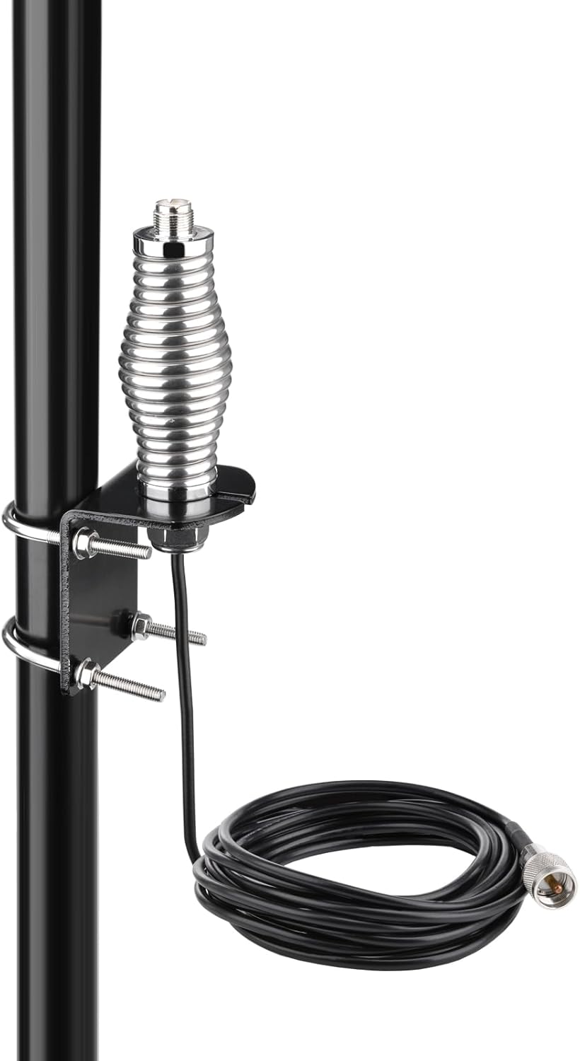 Bingfu Heavy-Duty Antenna Spring Mount with L-Bracket U-Bolt Pole Mounting CB Ham Radio Antennae SO239 to PL259 Spring Mount Base Compatible with Trucks Car RZR UTV Can Am ATV Truck Off Road