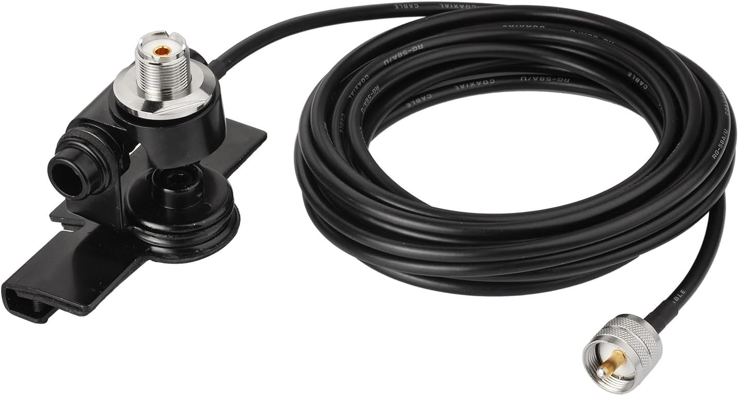 Bingfu High Gain Mobile Ham Radio Fiberglass Antenna Car Truck Amateur Two Way Radio Dual Band VHF UHF 136-174 MHz 400-470MHz Anti-Rust Antennas with Lip Mount Fixed Bracket 16.4 ft Cable