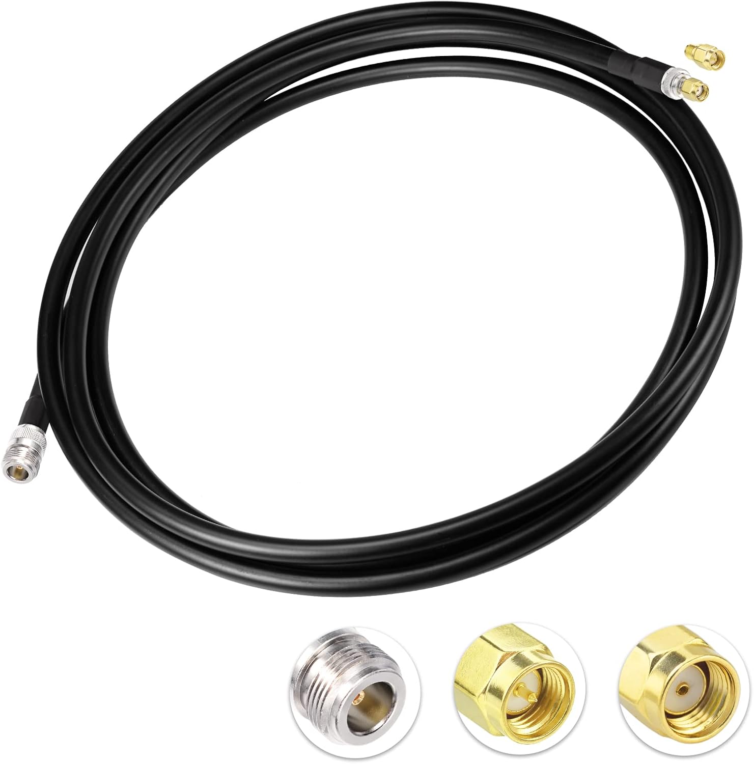 Bingfu Lora Antenna 10ft ALSR400 Ultra Low Loss RF Extention Cable - N Female to RP-SMA Male - with SMA Male Adapter Compatible with Helium HNT BOBCAT Miner SyncroBit Gateway Sensecap Hotspot Antennas