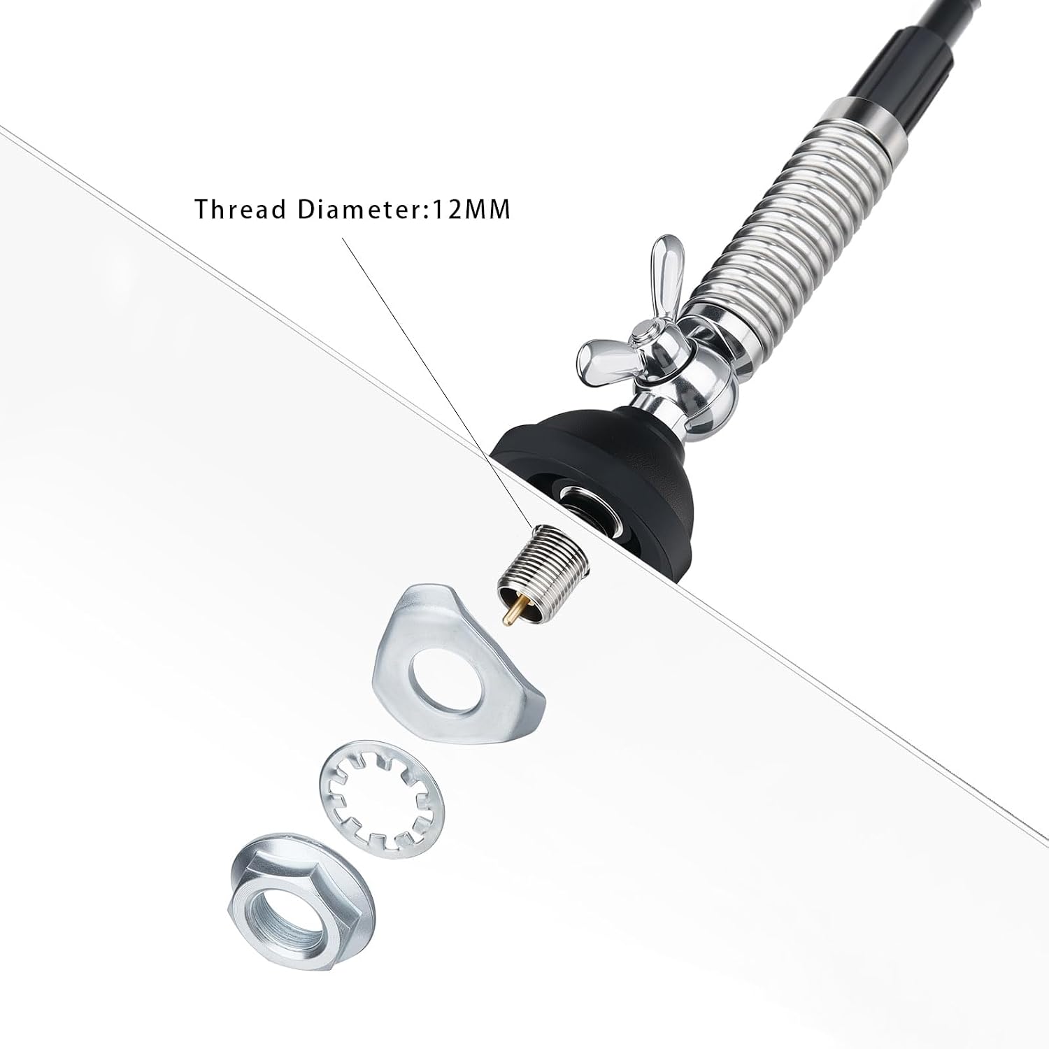Bingfu CB 27MHz Truck Fiberglass Antenna Anti-Vibration with 13.1ft PL259 Cable Compatible with Galaxy Uniden Bearcat Cobra Radioddity Texas Ranger RoadKing Mobile CB Radio