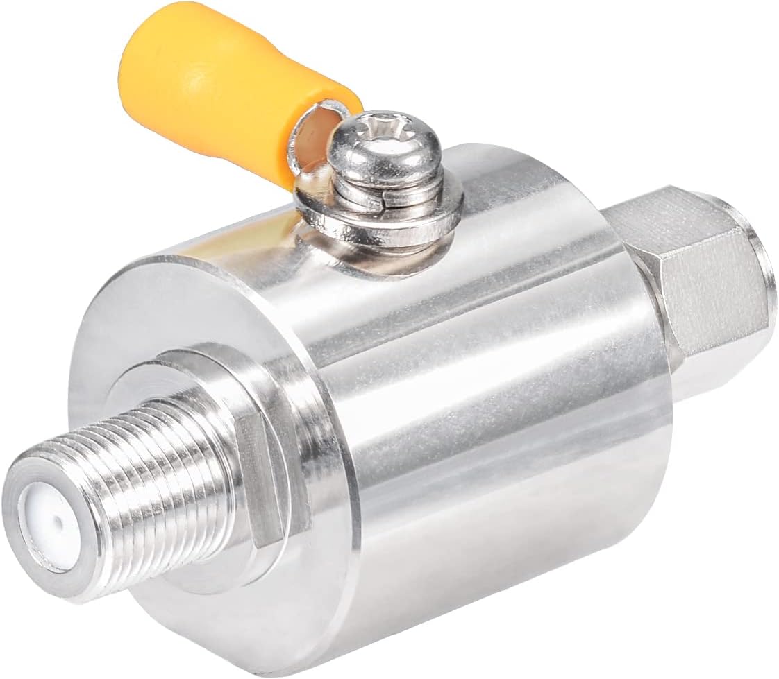 Bingfu Coaxial Lightning Arrestor 75 ohm F Male Plug to Female Jack DC-3GHz Surge Protector with 90 V Gas Tube Surge Arrester Antenna Lightning Protection for Satellite Cable TV Antenna 2G 3G 4G LTE
