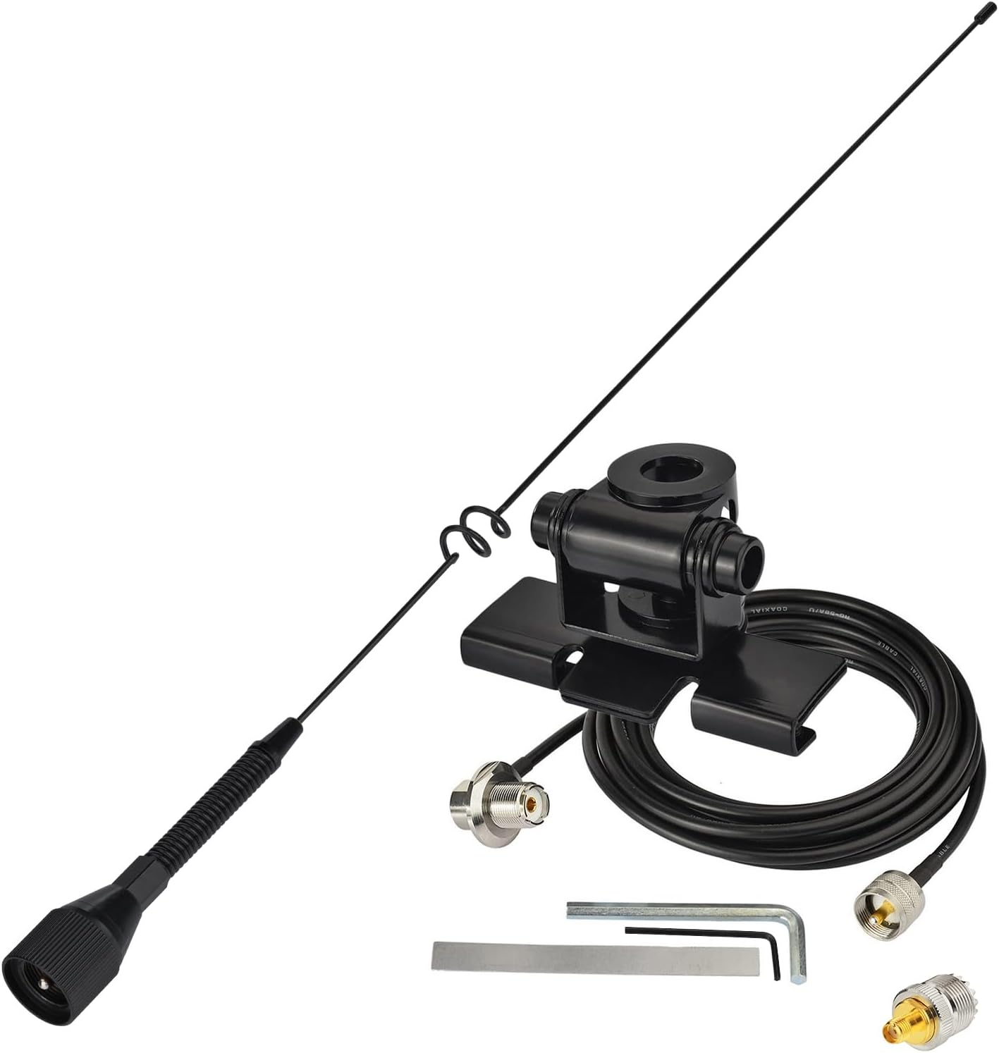Bingfu Dual Band Mobile Ham Radio 20.8 Inch Antenna Lip Mount 16.5ft Cable