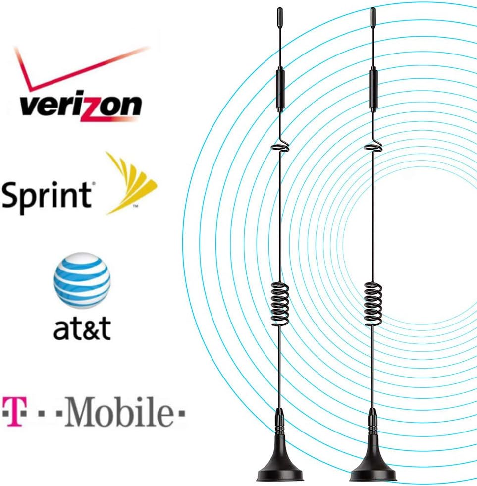 Bingfu 4G LTE Antenna 8dBi Magnetic Base Cellular MIMO TS9 Antenna 2-Pack Compatible with 4G LTE MiFi Mobile Hotspot Router USB Modem Dongle Adapter Verizon AT&T T-Mobile Sprint Mobile Broadband Modem