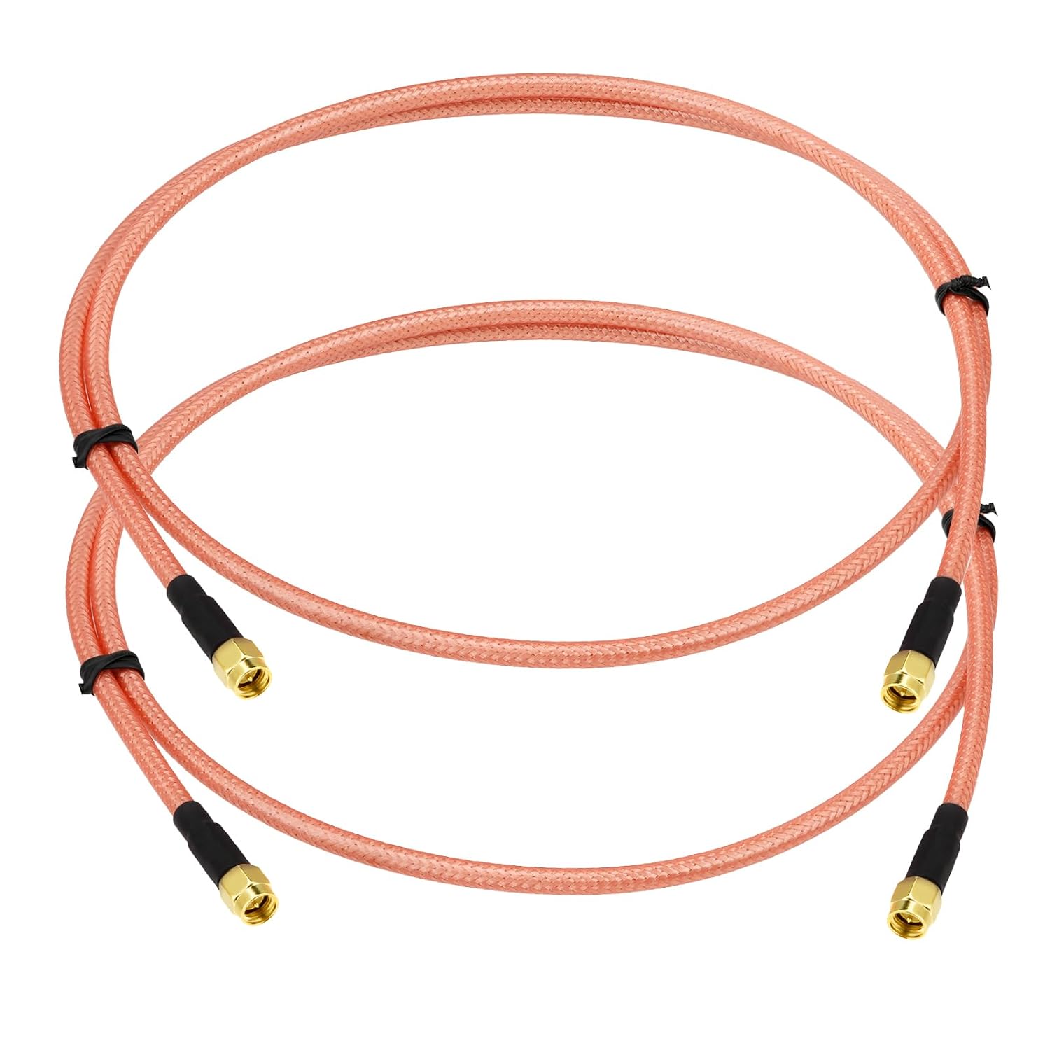 BINGFU SMA Male to SMA Male RG400 Coax Cable 3.28 ft Low Loss Antenna Extension Double Shielded 50 Ohm Cord 2-Pack Compatible with WiFi Router Ham Radio Telecom System GPS SDR RF Testing