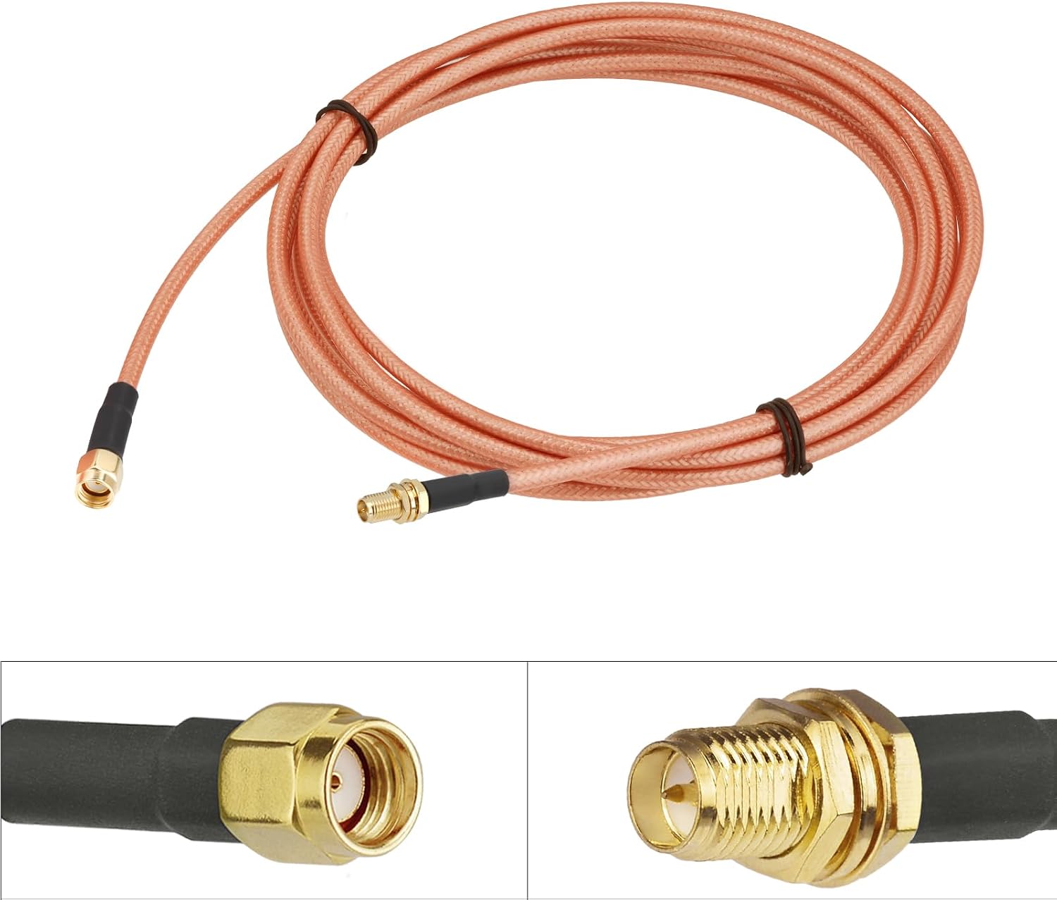 Bingfu 9.84 ft RP-SMA Female Bulkhead to RP-SMA Male RG400 Coaxial Cable for WiFi Router Security IP Camera Wireless Mini PCI Express PCIE Network Card Adapter
