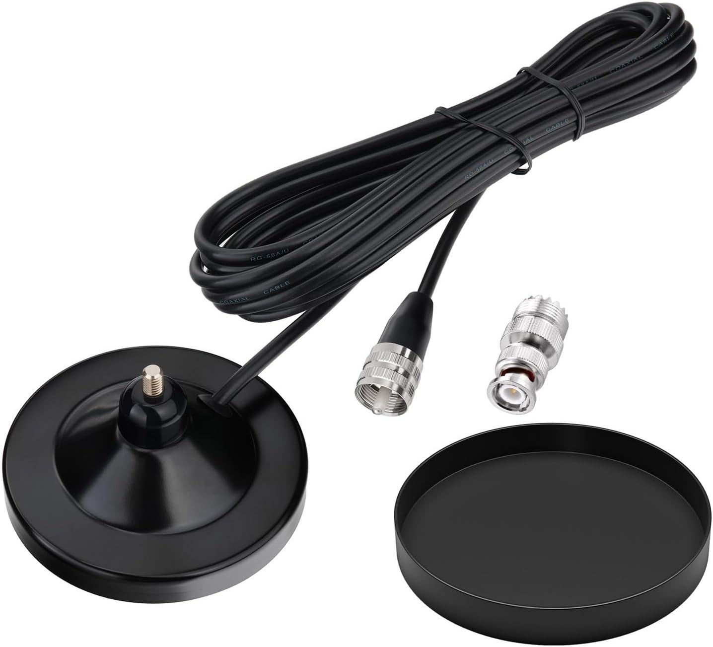 Bingfu CB Radio Antenna 27MHz Strong Magnetic Mount Kit - PL259/BNC Male Connector with 10ft RG58/U Coaxial Cable - Compatible with Galaxy Uniden Bearcat Cobra Texas Ranger RoadKing