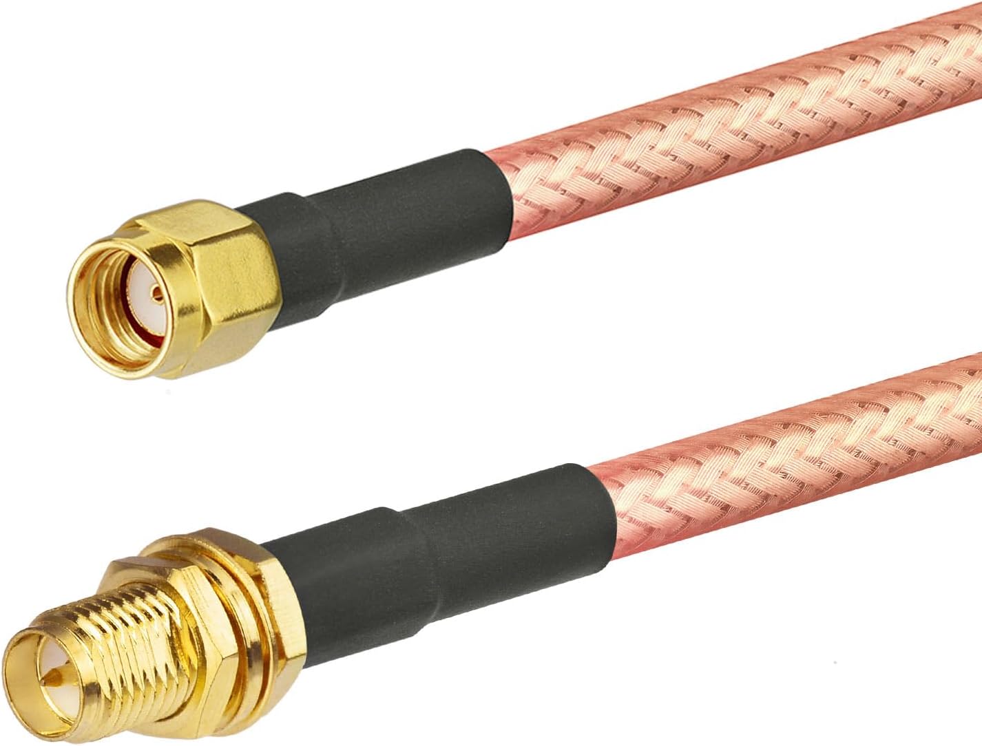 Bingfu 2ft RP-SMA Female Bulkhead to RP-SMA Male RG400 Coaxial Cable 2-Pack for WiFi Router Security IP Camera Wireless Mini PCI Express PCIE Network Card Adapter