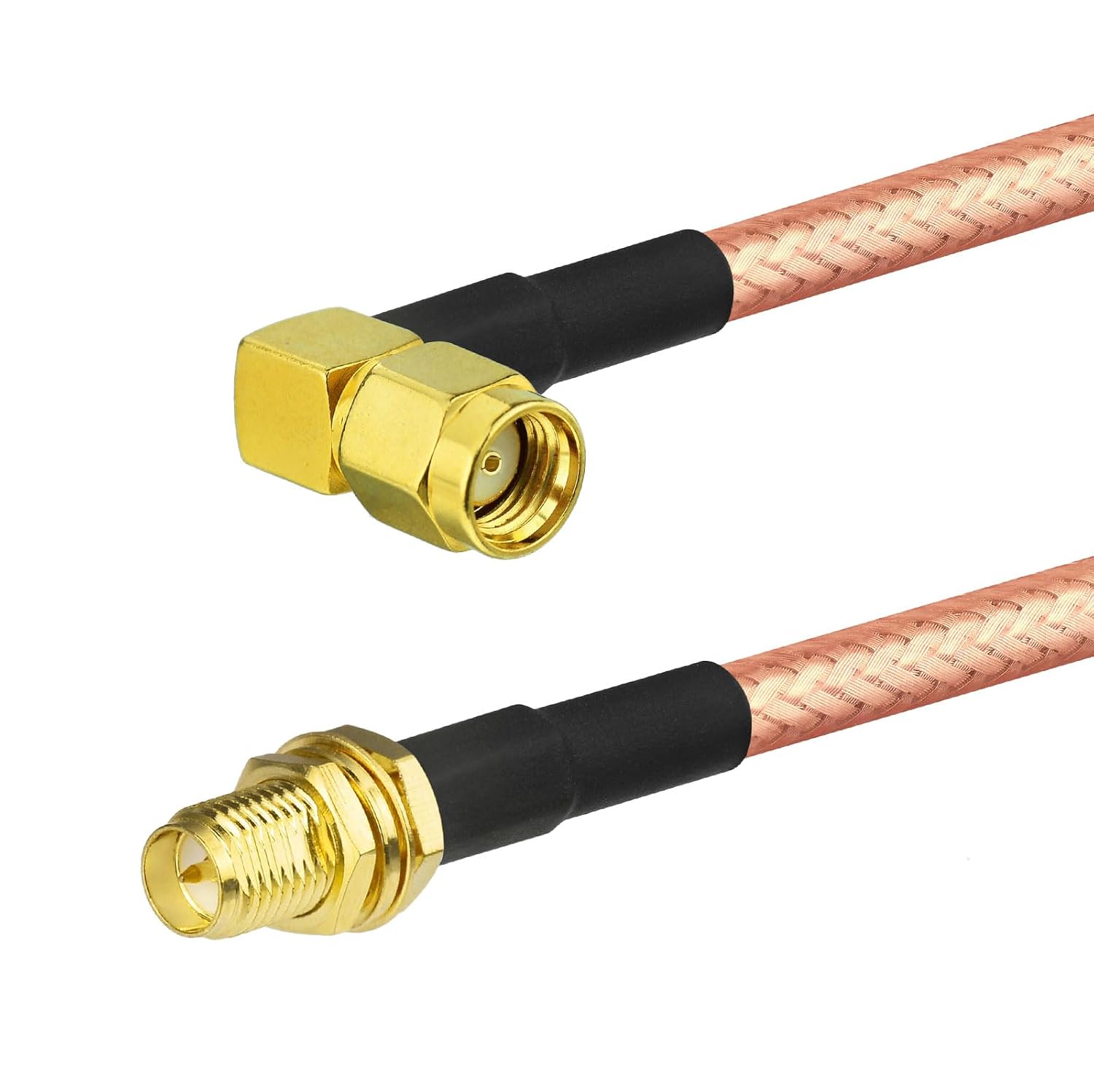 BINGFU 1ft RP-SMA Female Bulkhead to Male Right Angle RG400 Coaxial Cable for WiFi Router Security IP Camera Wireless Mini PCI Express PCIE Network Card Adapter