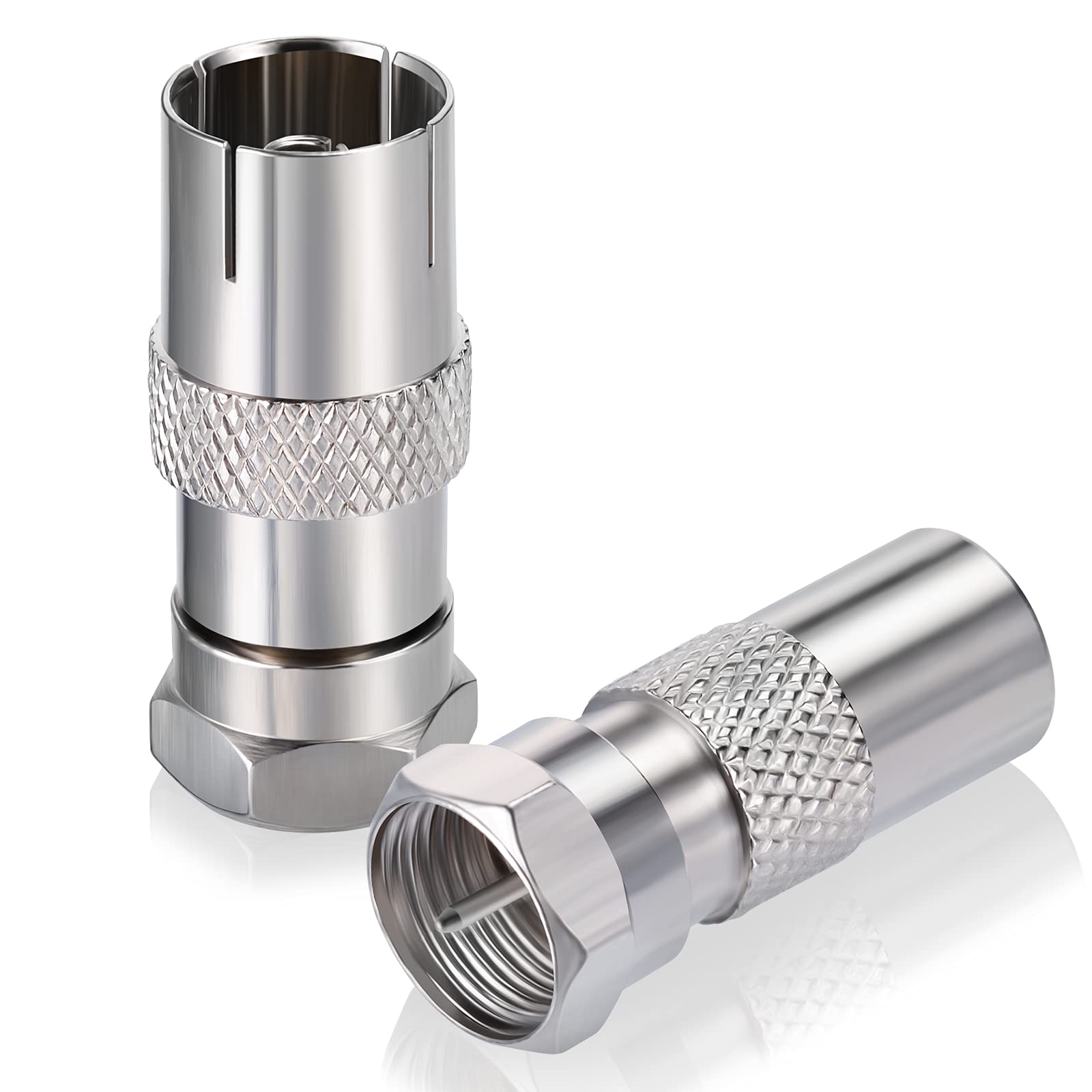 Koaxial Antenne Adapter Koax-Stecker auf Koax-Stecker, Koax-Stecker auf Koax-Kupplung Adapter 2 Stück für Antennenkabel, Satellitenkabel, Koaxialkabel