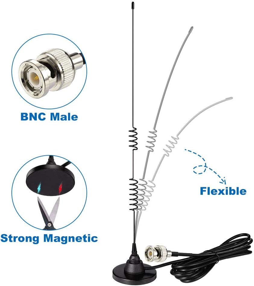 Bingfu Ham Amateur Radio Antenna Magnetic Base BNC Male Compatible with Uniden Bearcat Whistler Mobile Radio Shack Police Scanner