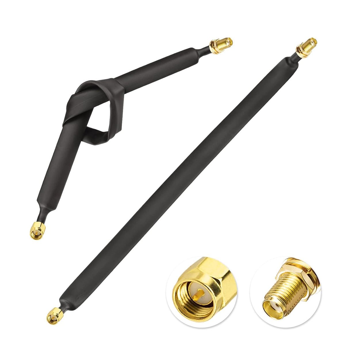 Bingfu SMA Window Cable 30cm SMA Male to Female Flat Cable (Pack of 2)