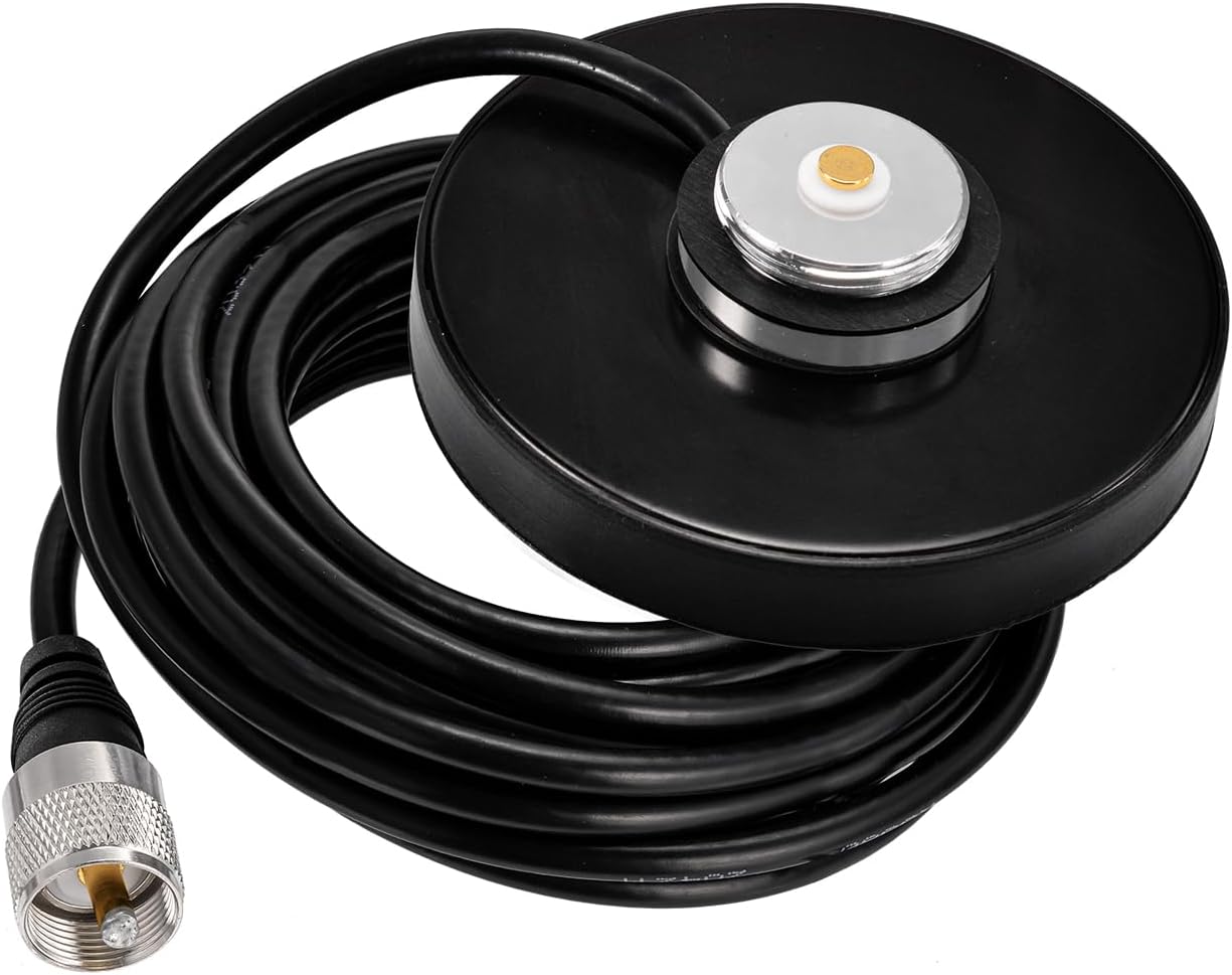 Bingfu NMO Antenna Strong Magnetic Base Mount - 3.54 inch Diameter - 16.4 ft RG58 Coaxial Cable - PL259 Plug - for Car Truck SUV CB Radio Amateur Ham Radio Antenna