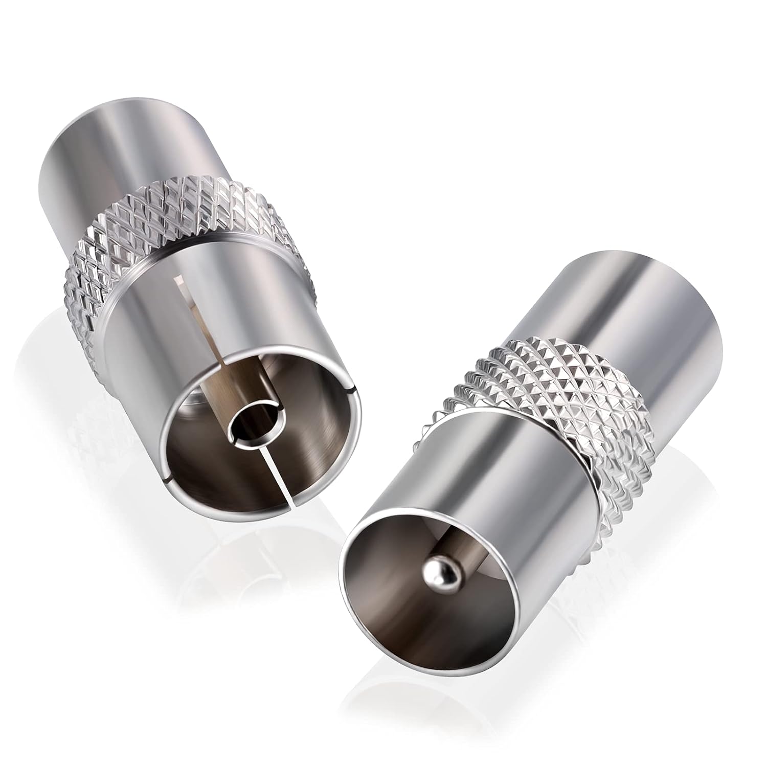 Koaxial Antenne Adapter Koax-Stecker auf Koax-Stecker, Koax-Stecker auf Koax-Kupplung Adapter 2 Stück für Antennenkabel, Satellitenkabel, Koaxialkabel