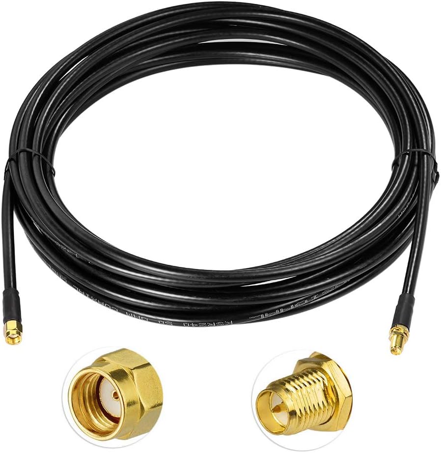 Bingfu WiFi Antenna Extension Coaxial Cable 20ft RP-SMA Male to RP-SMA Female Bulkhead Mount Double Shielded Low Loss ALSR240 Cable for WiFi Wireless Router Hotspot Security IP Camera