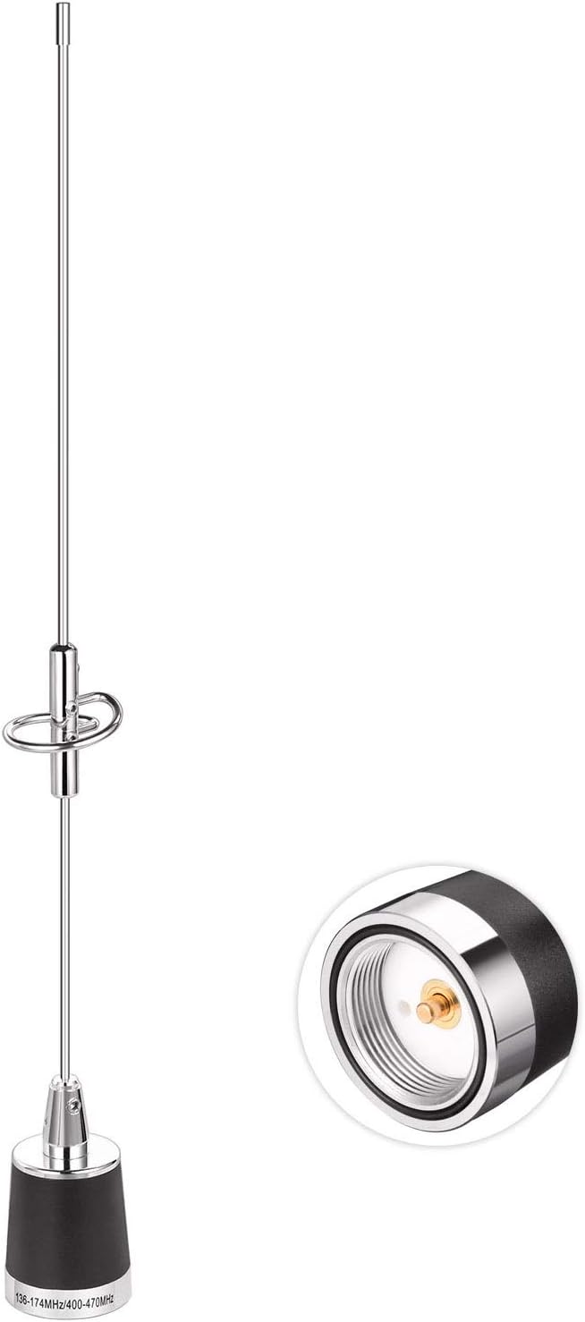 Bingfu Dual Band VHF UHF 136-174MHz 400-470MHz Mobile Radio NMO Antenna Vehicle NMO Mount Antenna for Car Truck Ham/Amateur/Mobile/Two Way/Marine Radio
