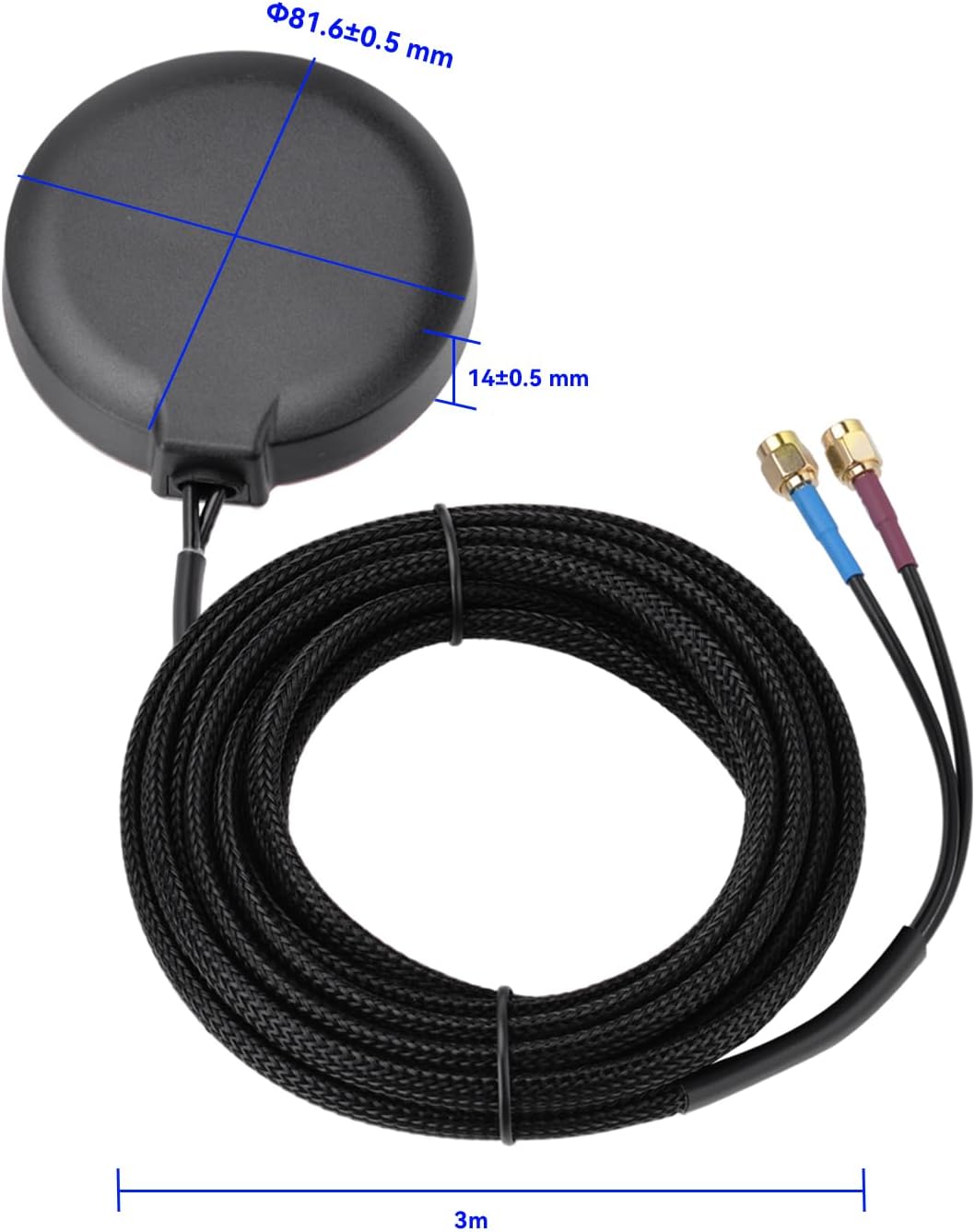 Bingfu GPS LTE Kombiantenne 1575MHz + 698-2700MHz, 2X SMA, 3m Kabel