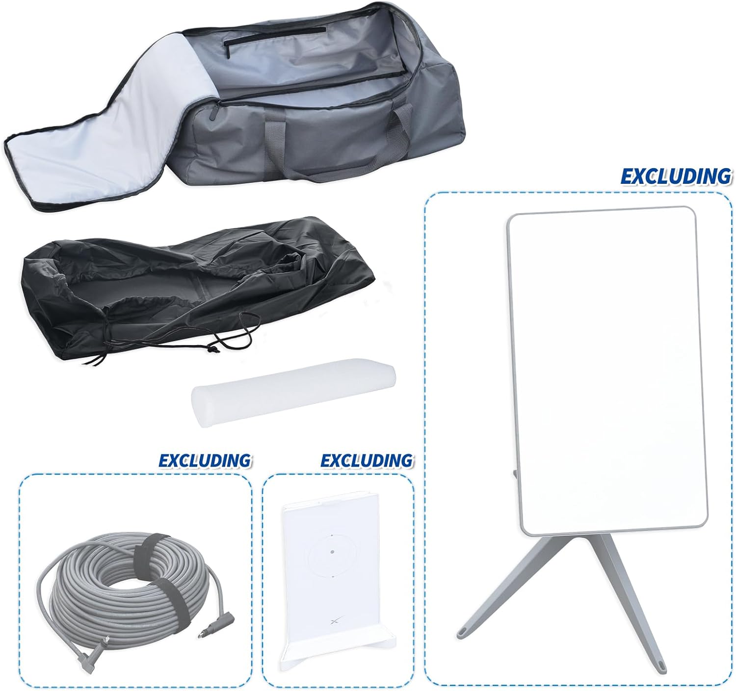 BINGFU Aufbewahrungstasche für Starlink Satelliten-Internet-Kit - Tragetasche & Kordelbeutel & Stangenschutzhülle - Kompatibel mit Starlink Gen2 V2 Antenne, Starlink Ethernet Kabel, Router, Netzteil
