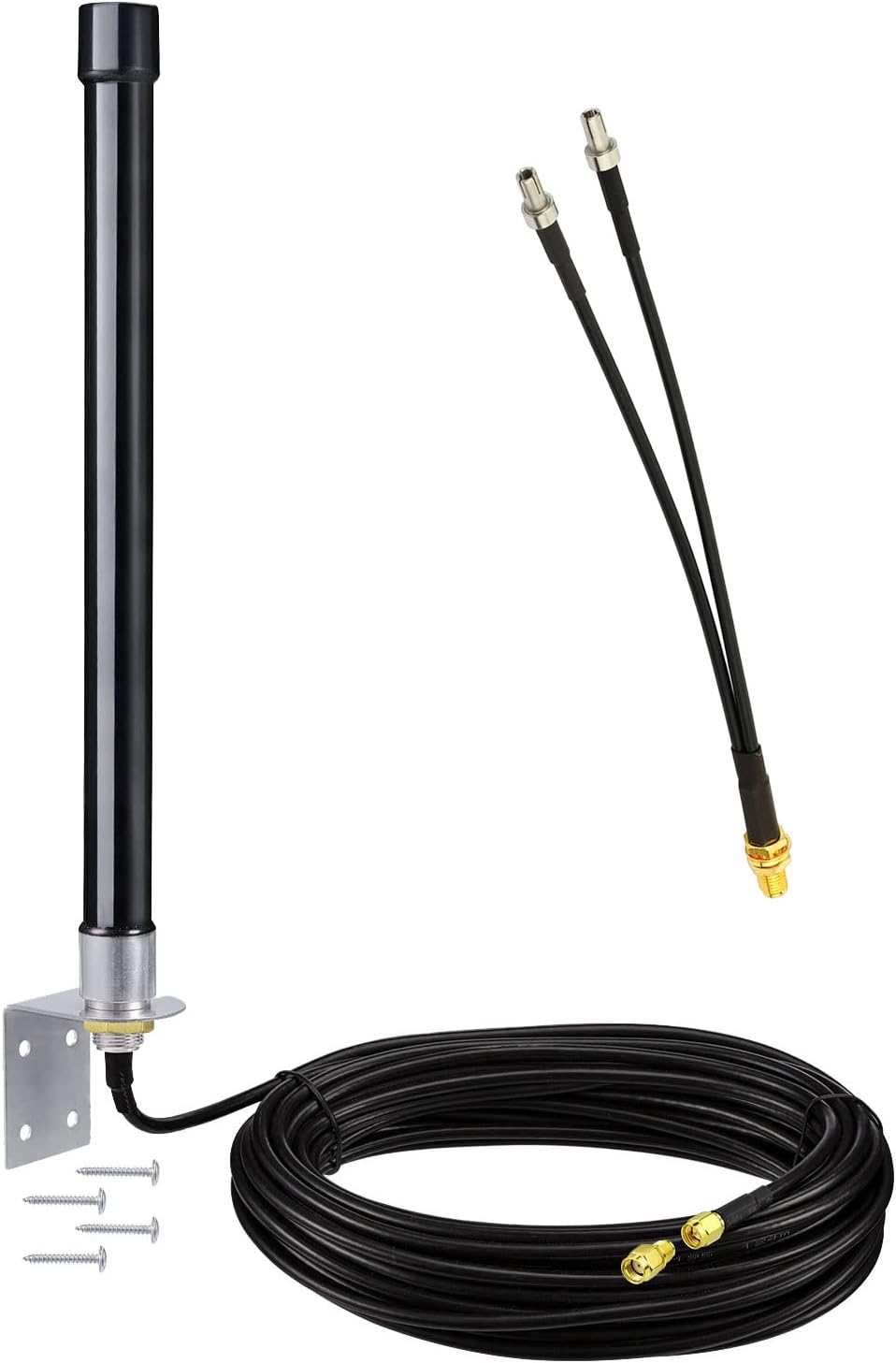 Bingfu 4g LTE Long Range Cellular Antenna Wall Mount - 32.8ft Cable - with SMA to Dual ts9 Adater - Compatible with Spypoint Link Micro Covert Wildlife Hunting Game Cam Outdoor Mobile Security Camera