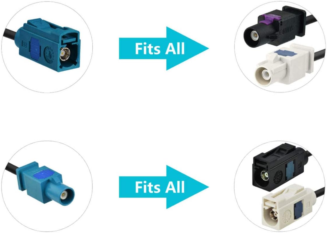 Bingfu Car Antenna Splitter - FM AM Radio Antenna Adapter Cable - Fakra Z Female Male to DIN Connector - 6 inch for Car Stereo Audio HD Radio Head Unit CD Media Player Receiver