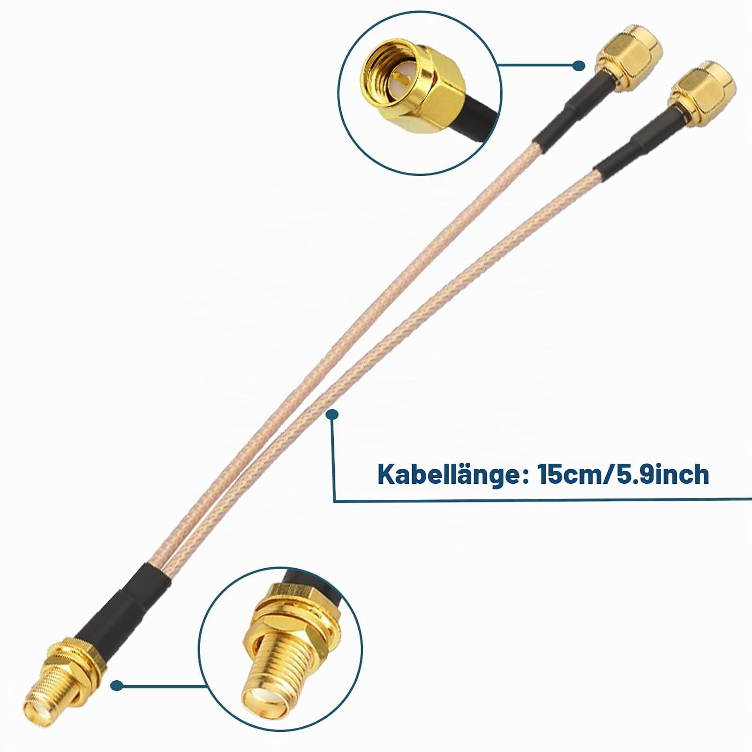 Bingfu SMA Splitterkabel 15 cm SMA-Buchse auf 2X SMA-Stecker Kabel