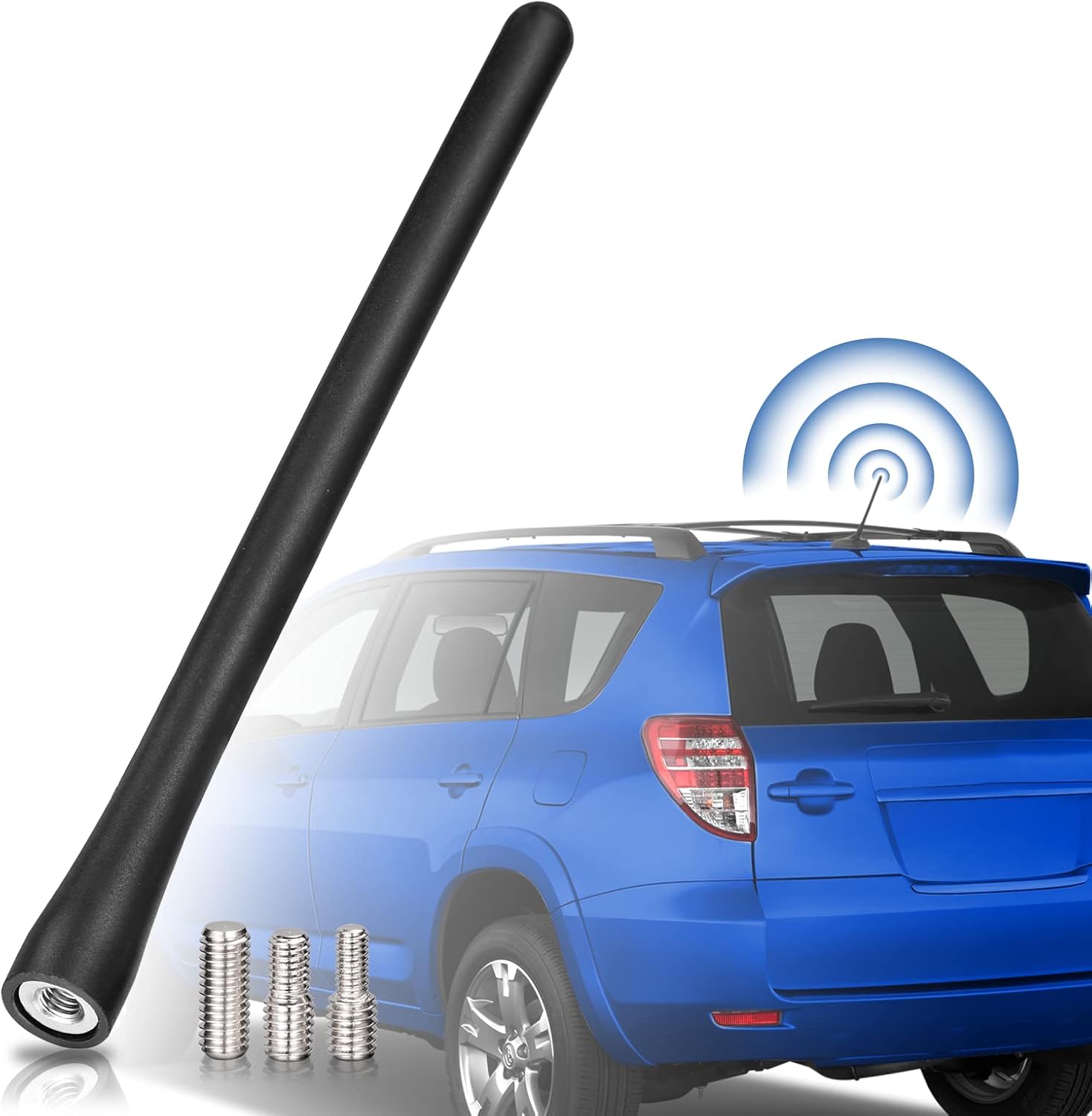 Car Radio Short Rubber Antenna Mast [ONLY for Car Roof Mount] [7.6 inch] Vehicle FM AM Stereo Universal Roof Mount Antennas - NOT a Replacement for Shark Fin Antenna