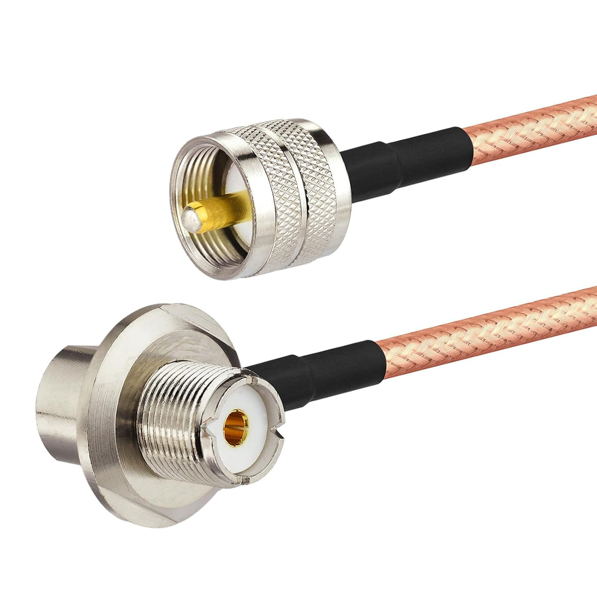 BINGFU PL259 to SO239 Cable 2m UHF Male to UHF Female Angled