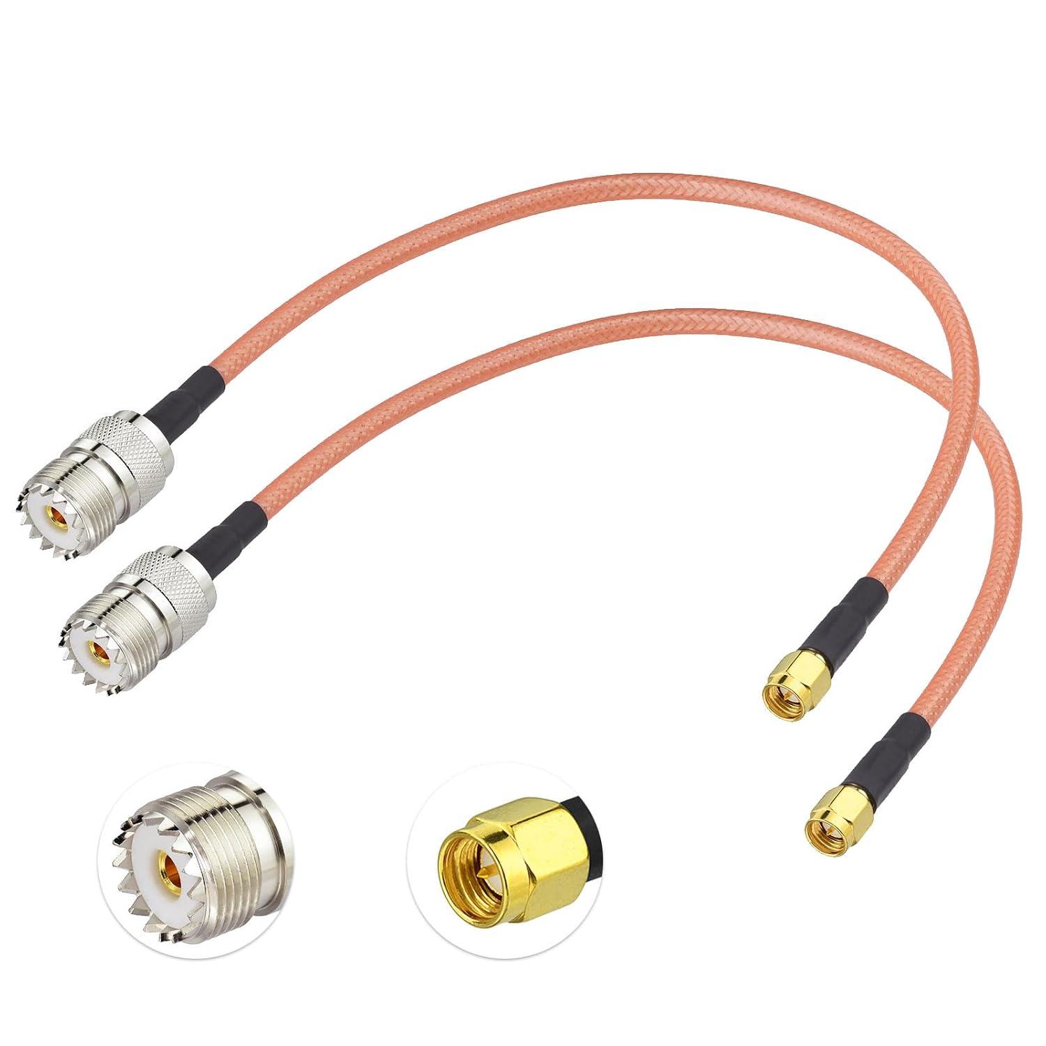 BINGFU SMA Male to UHF Female SO239 Coaxial Cable 1ft RG142 Low Loss Shielded Cord 2-Pack for SWR Meter SDR and Vehicle Marine HF VHF UHF CB Ham Amateur Radio Antenna Handheld Transceiver Extension