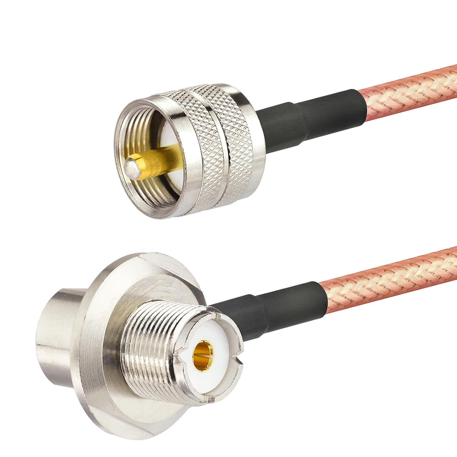 BINGFU PL259 auf SO239 Kabel 6 m, UHF-Stecker auf UHF-Buchse gewinkelt