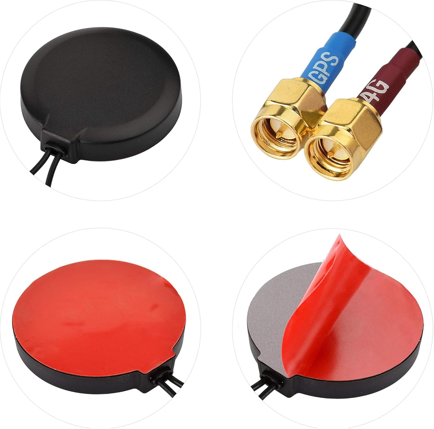 Bingfu 4G LTE Cellular GPS Adhesive Magnetic Mount Antenna for Vehicle Car Truck Bus Van 4G LTE GPS Tracker Real Time Tracking Mobile DVR Security Camera Video Recorder Industrial Gateway Modem Router