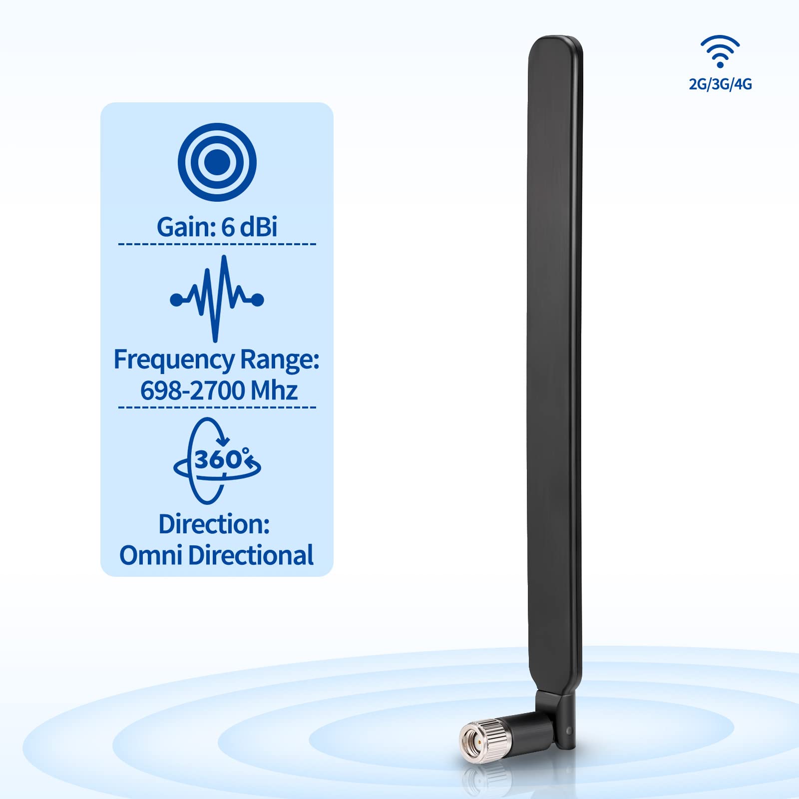 6dBi omnidirectional whip antenna with 698-2700MHz frequency support for wildlife monitoring